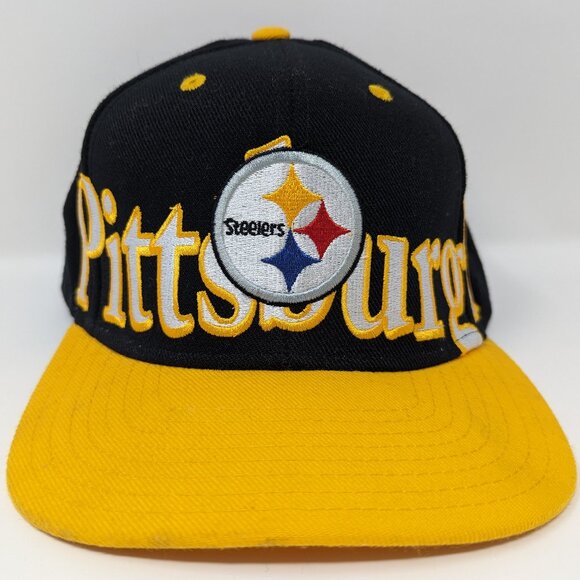 Pittsburgh Steelers NFL Vintage Big Letter Hat Baseball Cap Sharp Black Yellow - Picture 1 of 10
